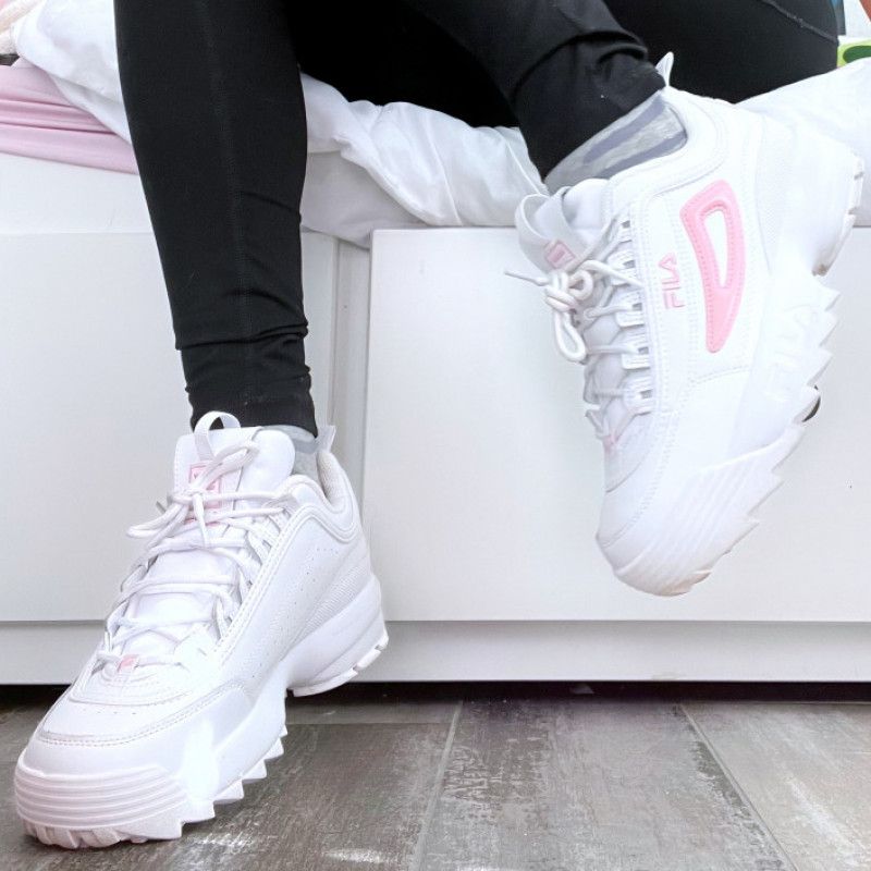 Pink and White Fila Disruptor II