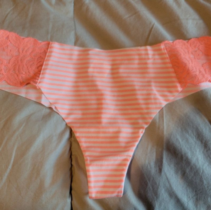 Cheeky Peach and White Striped Victorias Secret