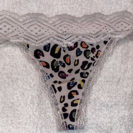 Colorful Print Lace Thong