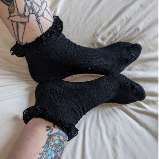 Frilly Black Socks