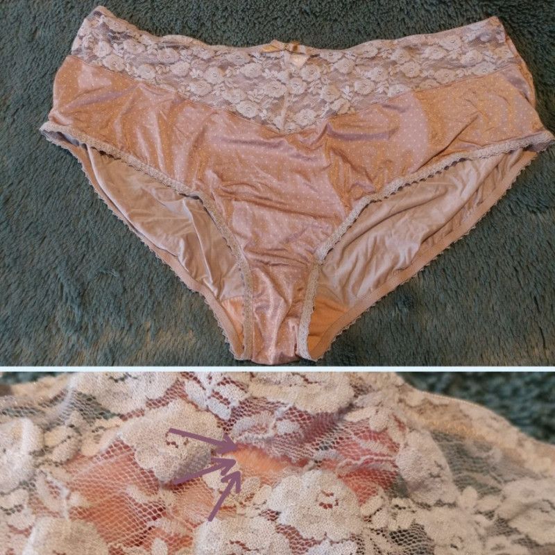 Nude Satin Lace Polka BBW Used Panties