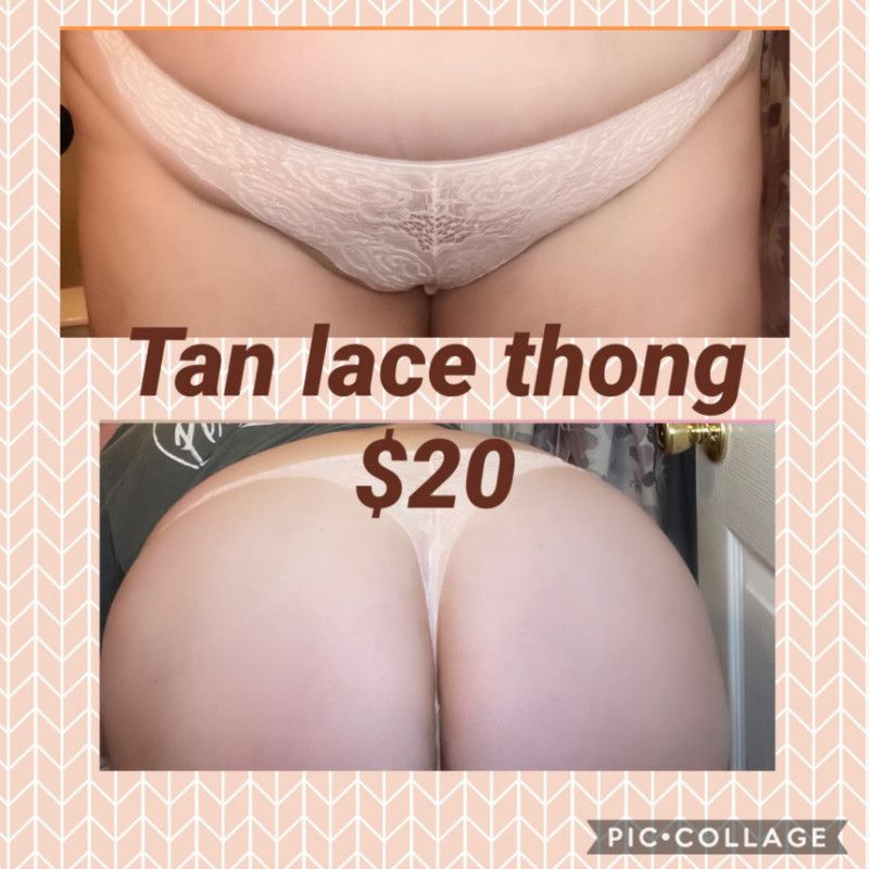 tan lace floral thong