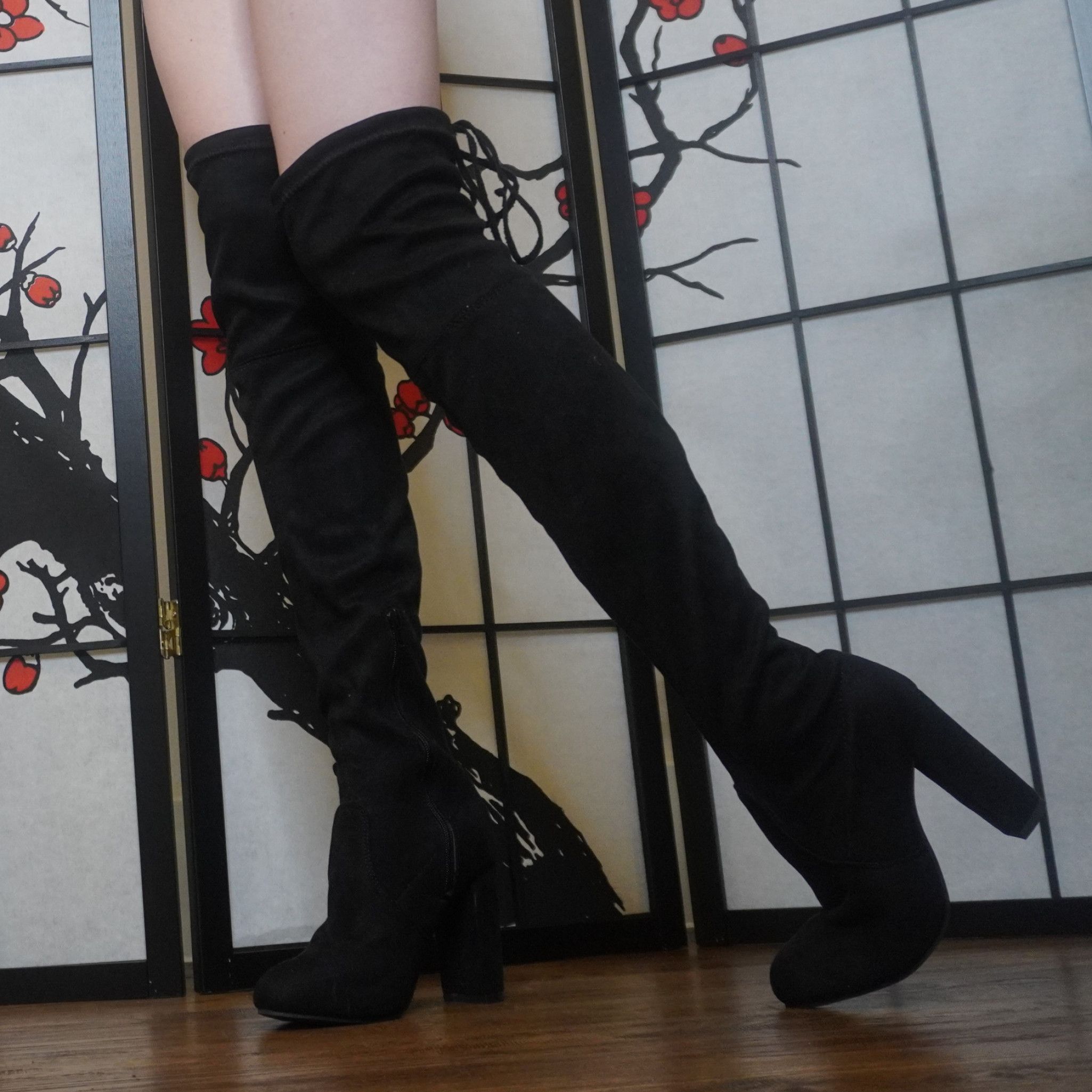 Pornstars Black Thigh High Boots and a Custom Video