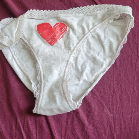 White cotton heart panties