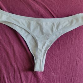 White cotton thong