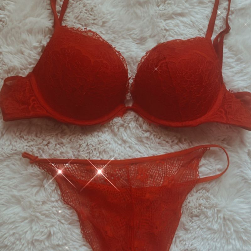 Cherry Red Lace Bra and Panty Set