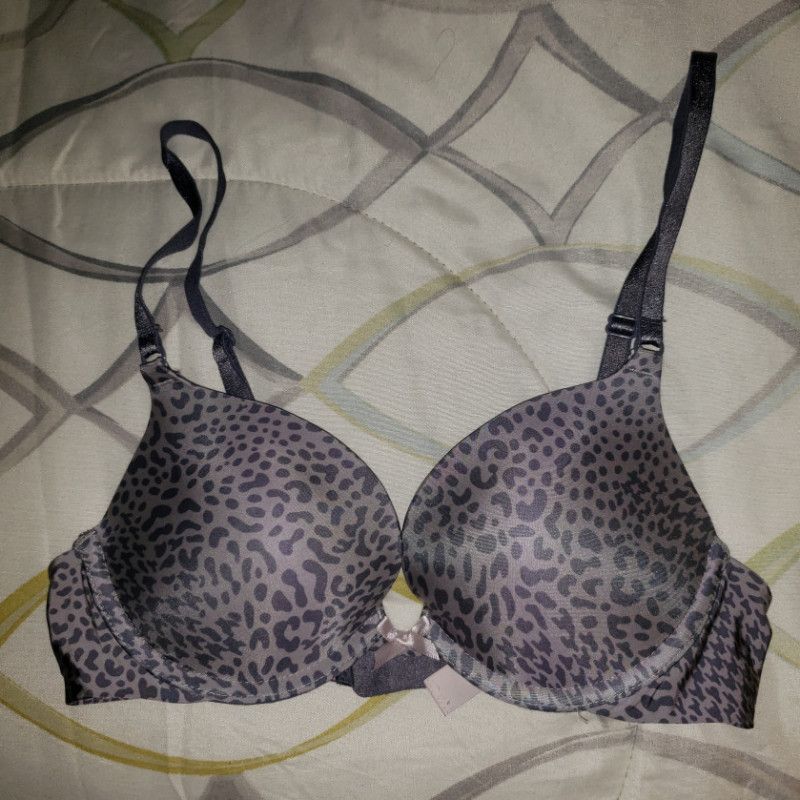 Gray leopard print pushup bra