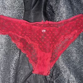 Red Lacy Mesh Used Panties