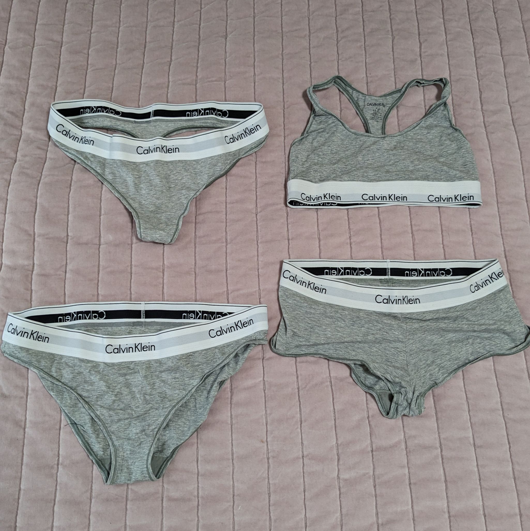 Set of 4 Calvin Klein Bras and Panties Grey