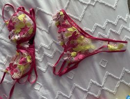 Worn Pink Floral Lingerie Set