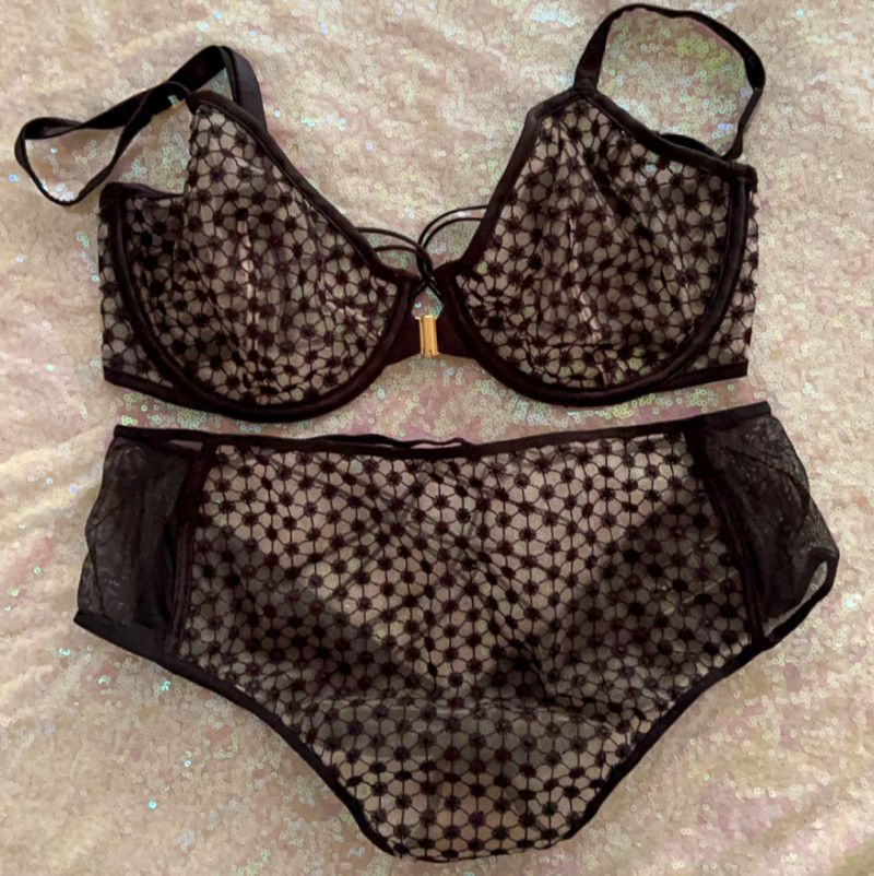 Mesh Strappy Bra and Panty Set