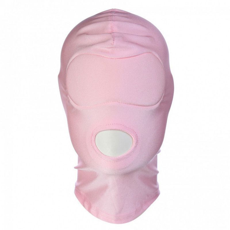 Pink Fetish Hood Mask Open Mouth