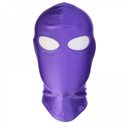 Purple Fetish Hood Mask Open Eyes