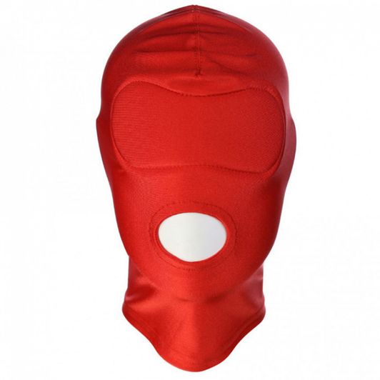 Red Fetish Hood Mask Open Mouth