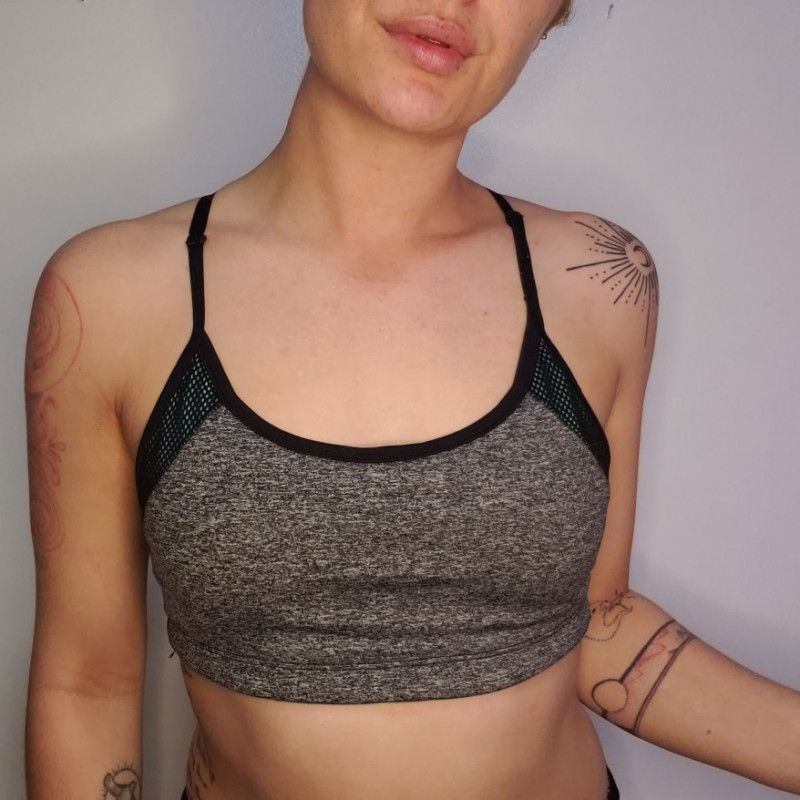 Grey and Teal Sports Bra