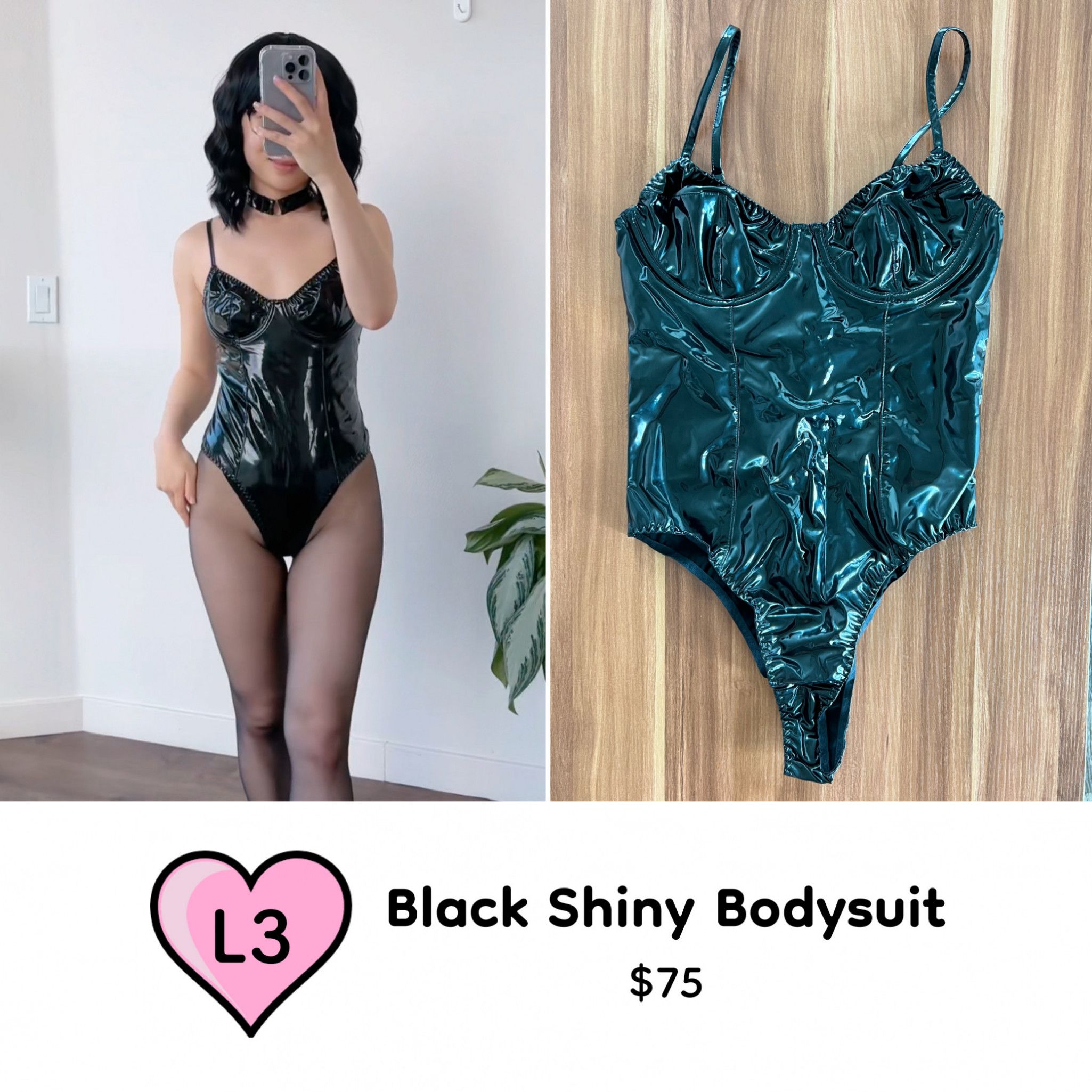 Black Shiny Bodysuit