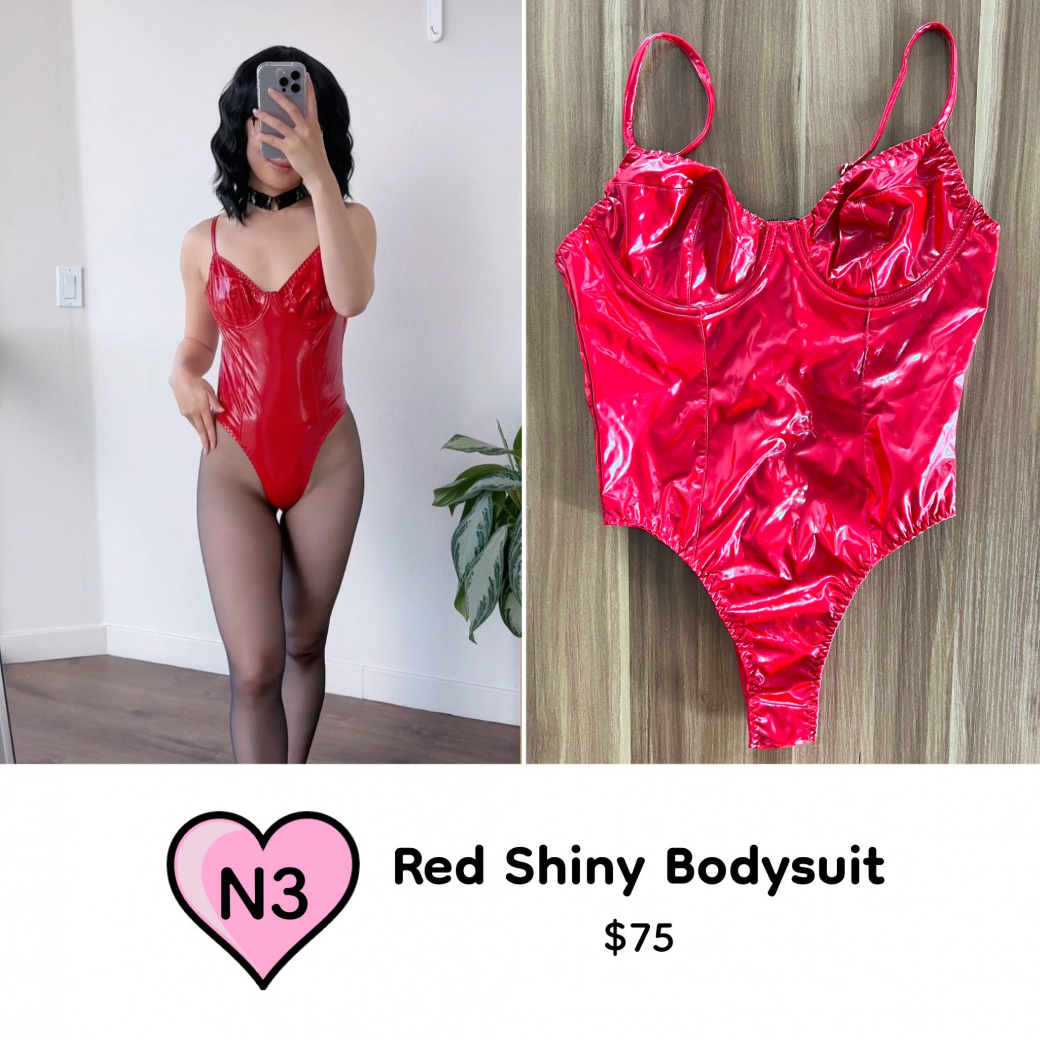 Red Shiny Bodysuit