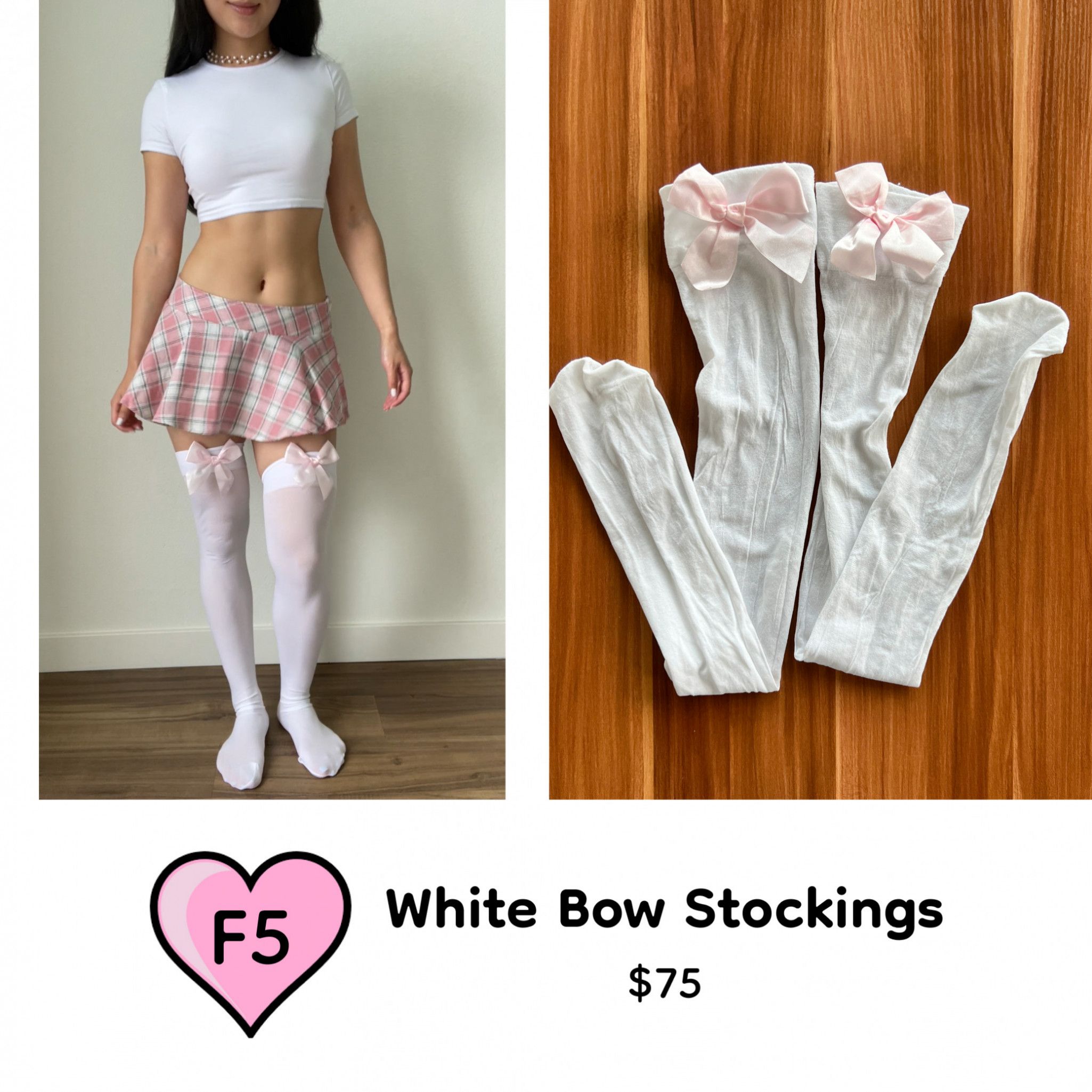 White Bow Stockings