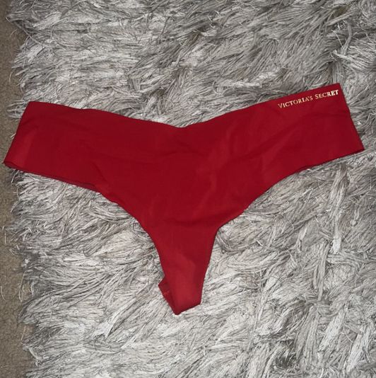 Red Victoria Secret Thong With Gold Logo