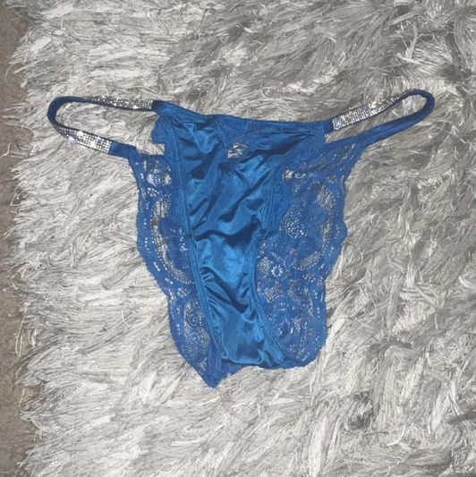 Blue Victoria Secret Thong With Silver Logo