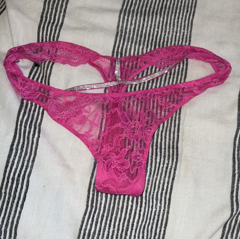 Hot Pink Rhinestoned Victoria Secret Thong