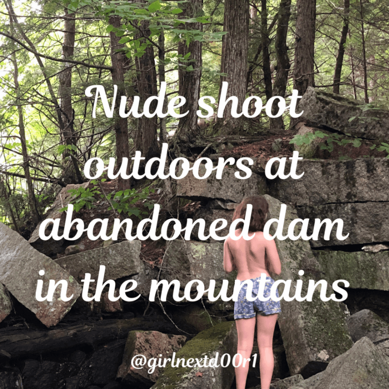 Nude outdoor at abandoned dam in forest