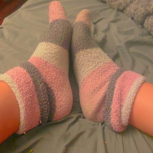 Cute girly fuzzy socks super dirty