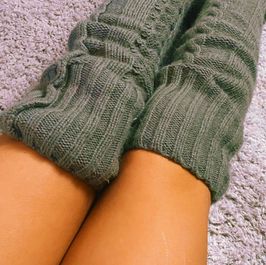 Scrunch soft plush knee knit socks