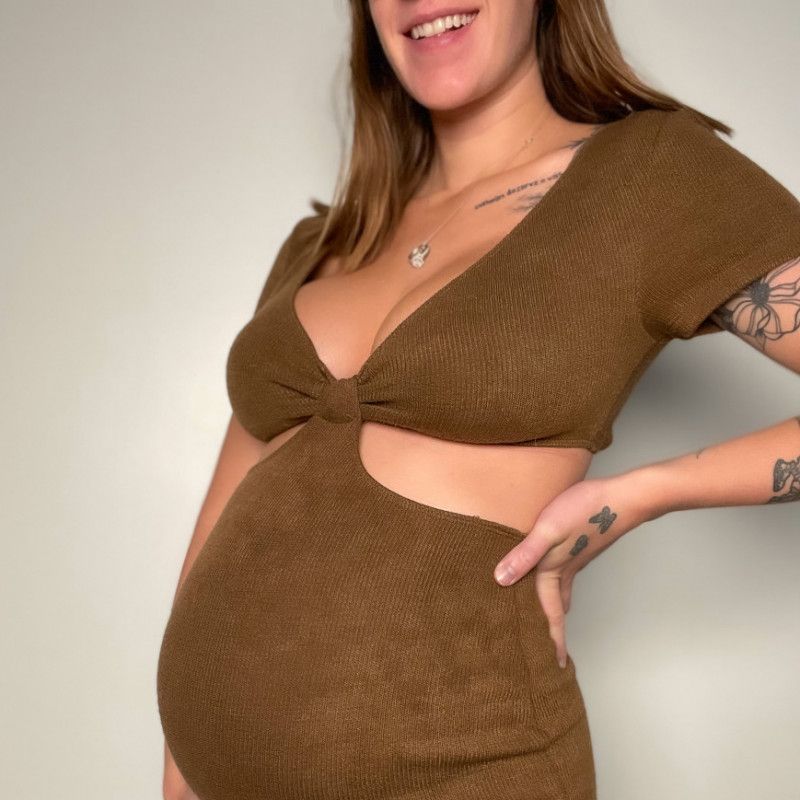 Pregnant Little Brown Dress Photo Set