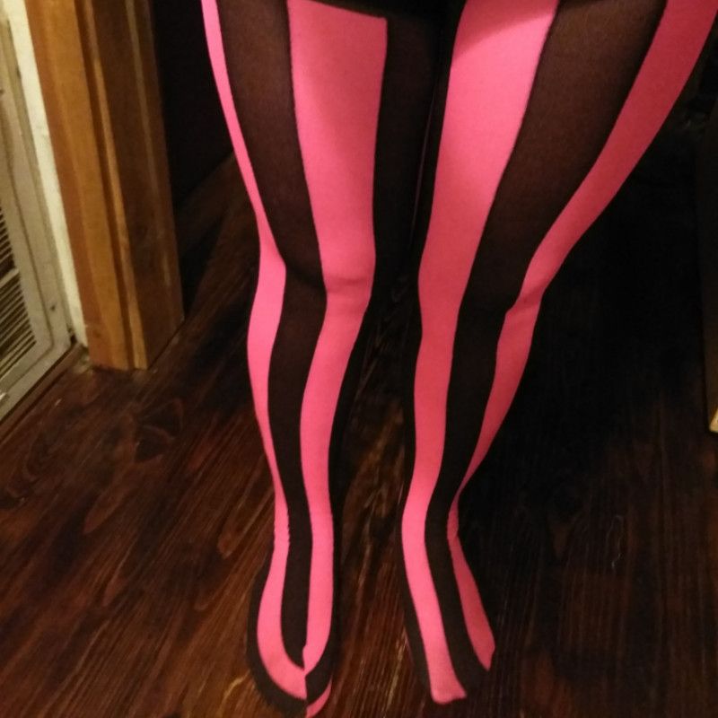 Pink  and Black thigh highs