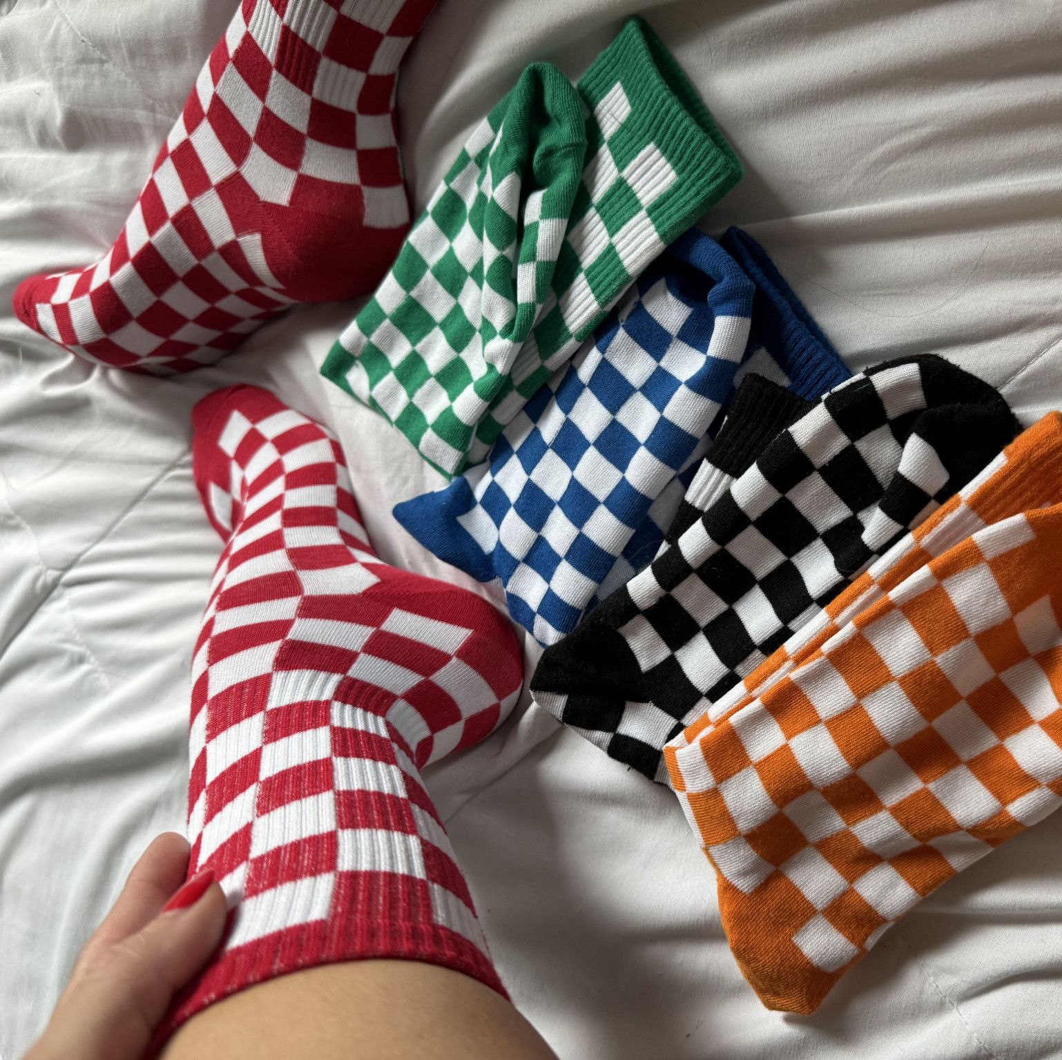 checkered long socks