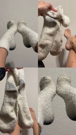 worn santa fuzzy socks