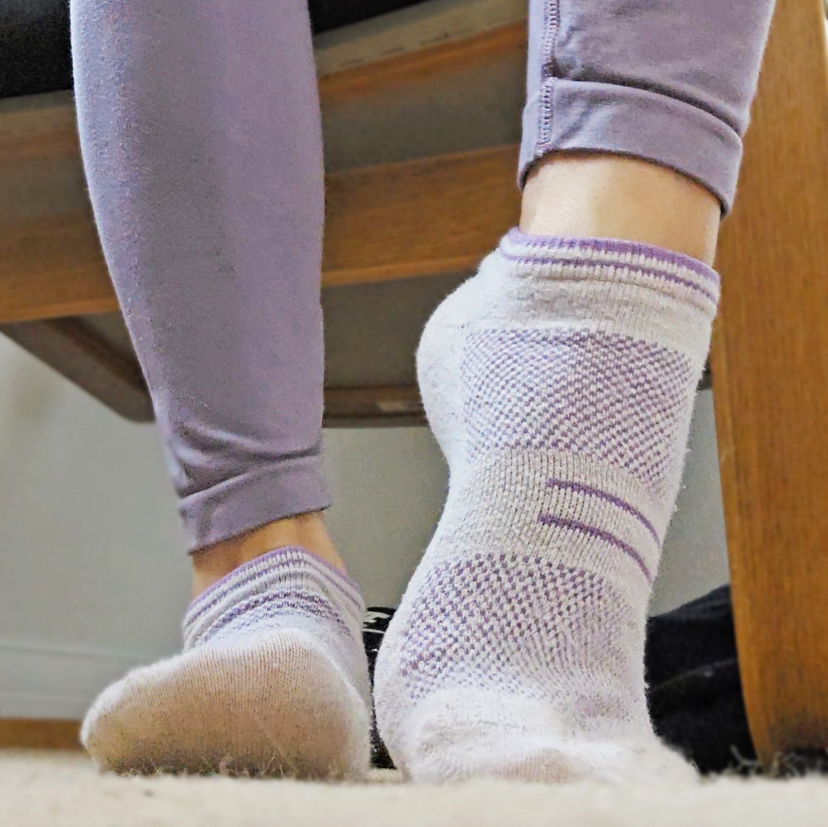 White and Purple Ankle Socks