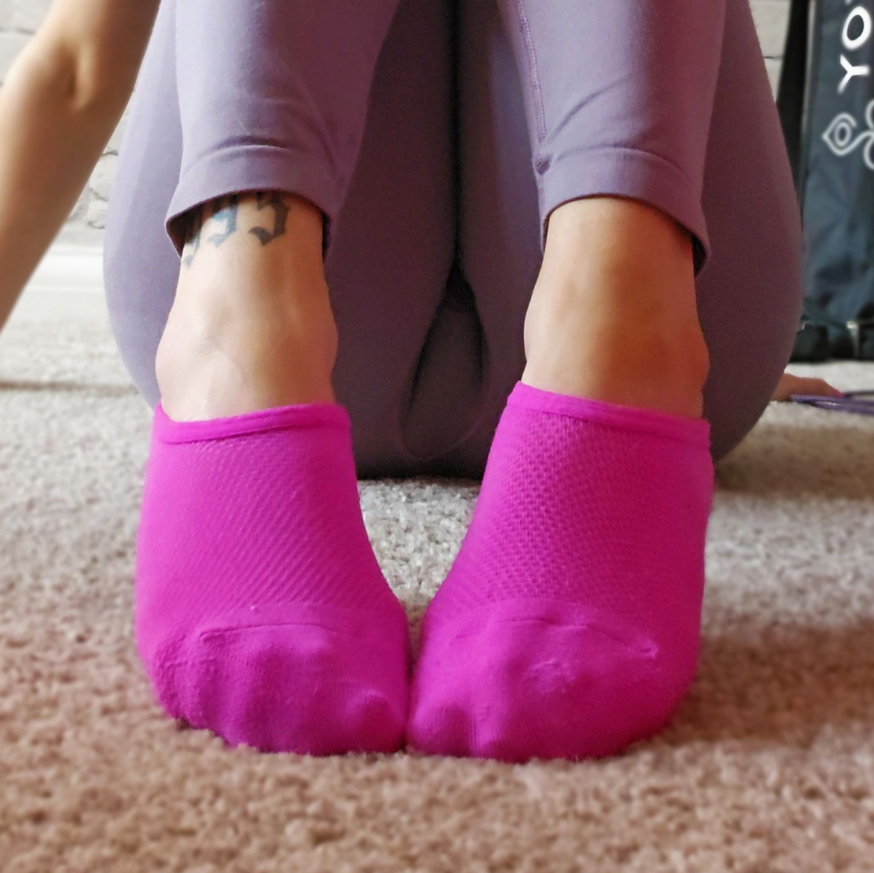 Dark Pink No Show Socks