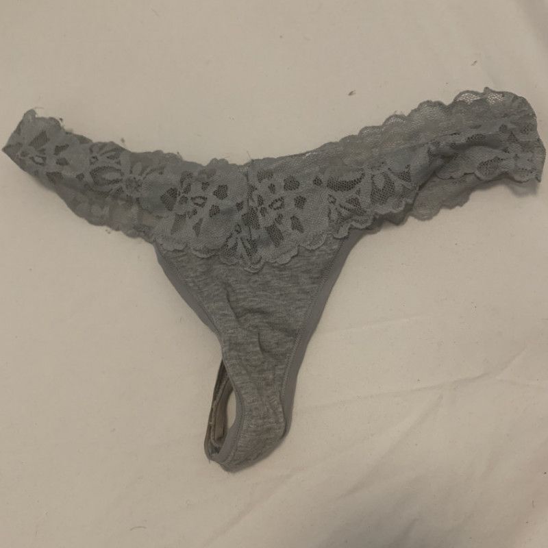 Grey Lacy Thong