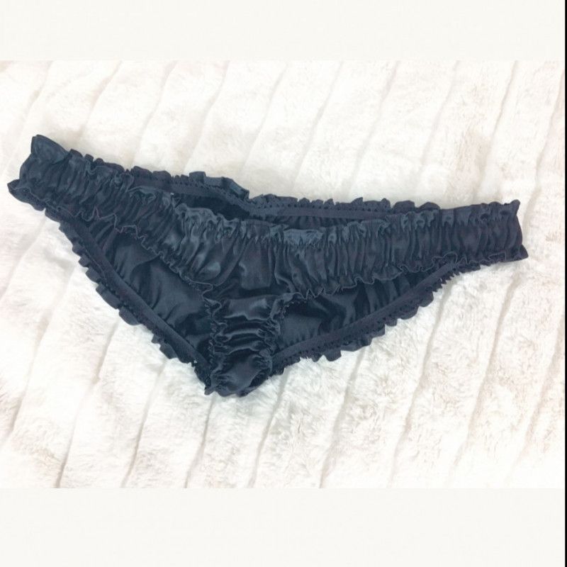 Black Satin Silky Ruffle Panties