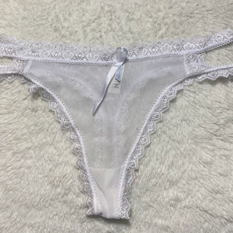 white lace thong