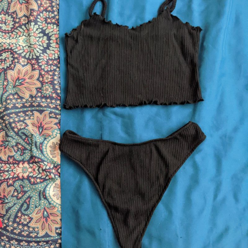 Cozy Ribbed Black Set