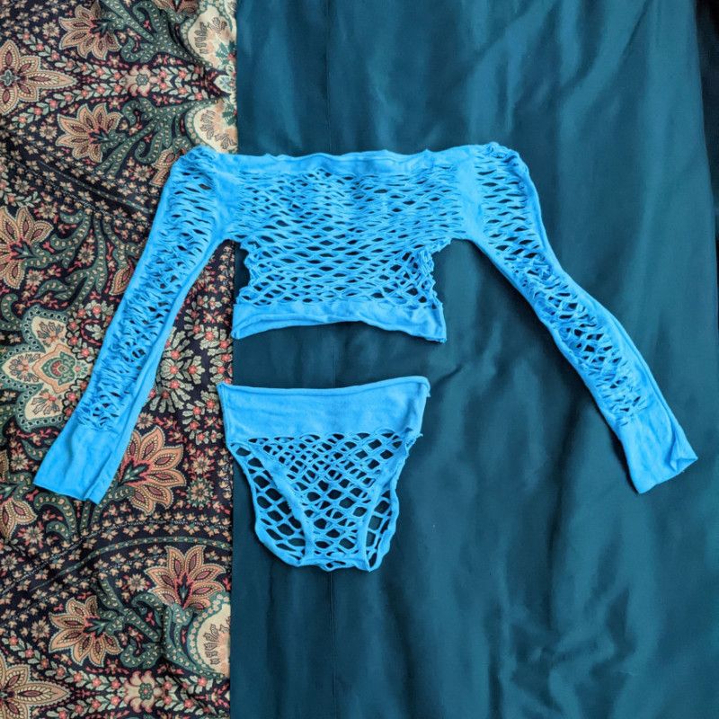 Blue Fishnet Set