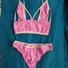 Pink Matte Vinyl Lingerie Set