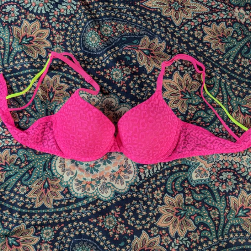 Neon Pink Push Up Bra