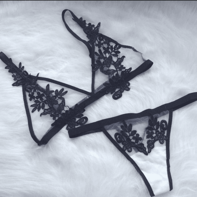 Buy me black floral lingerie