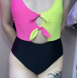 Retro Neon One Piece Bathing Suit