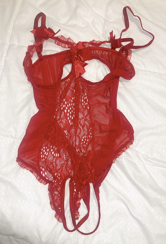 Red Hot Lingerie with Open Exposed Cups for Breasts