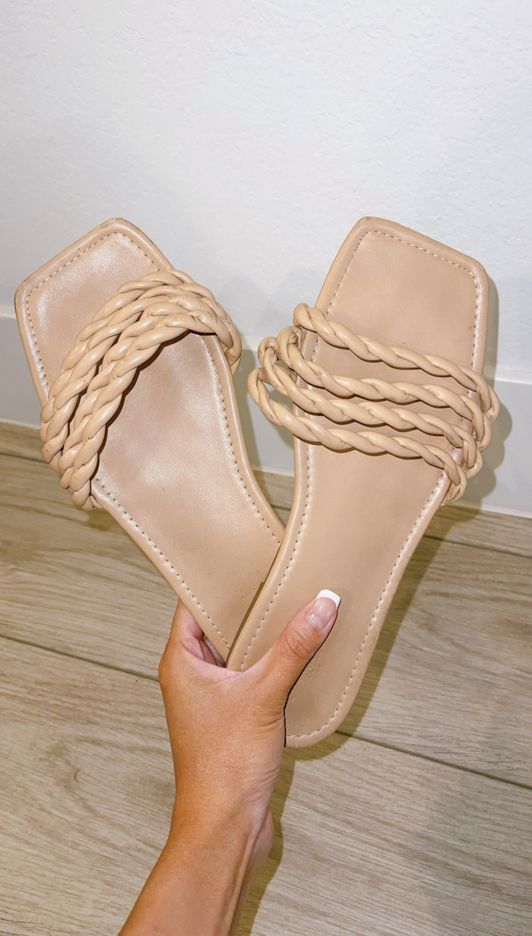 Cute Beige Flat Flip Flop Sandals