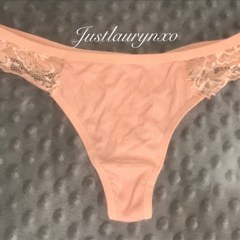 Peach Thong with Lace