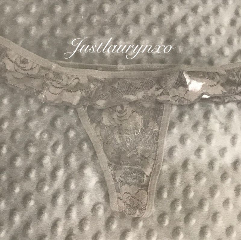 Grey Lace Thong