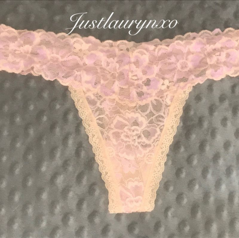 Peach and Lilac Lace See Thru Thong