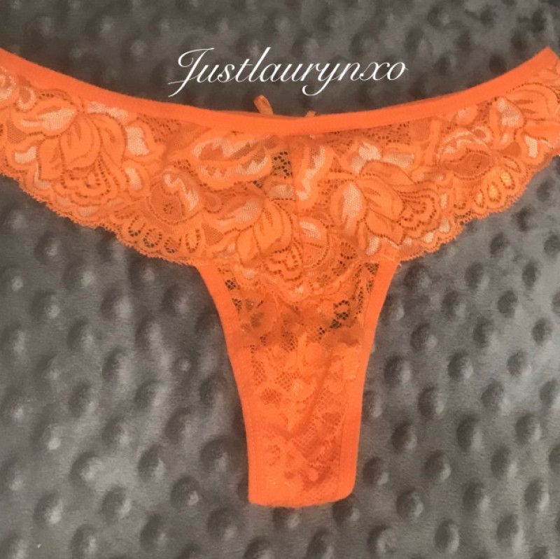 Orange Lace See Thru Thong with Tie