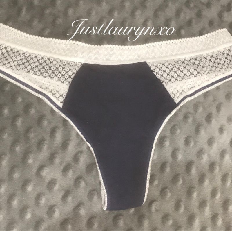 Dark Blue and White Thong